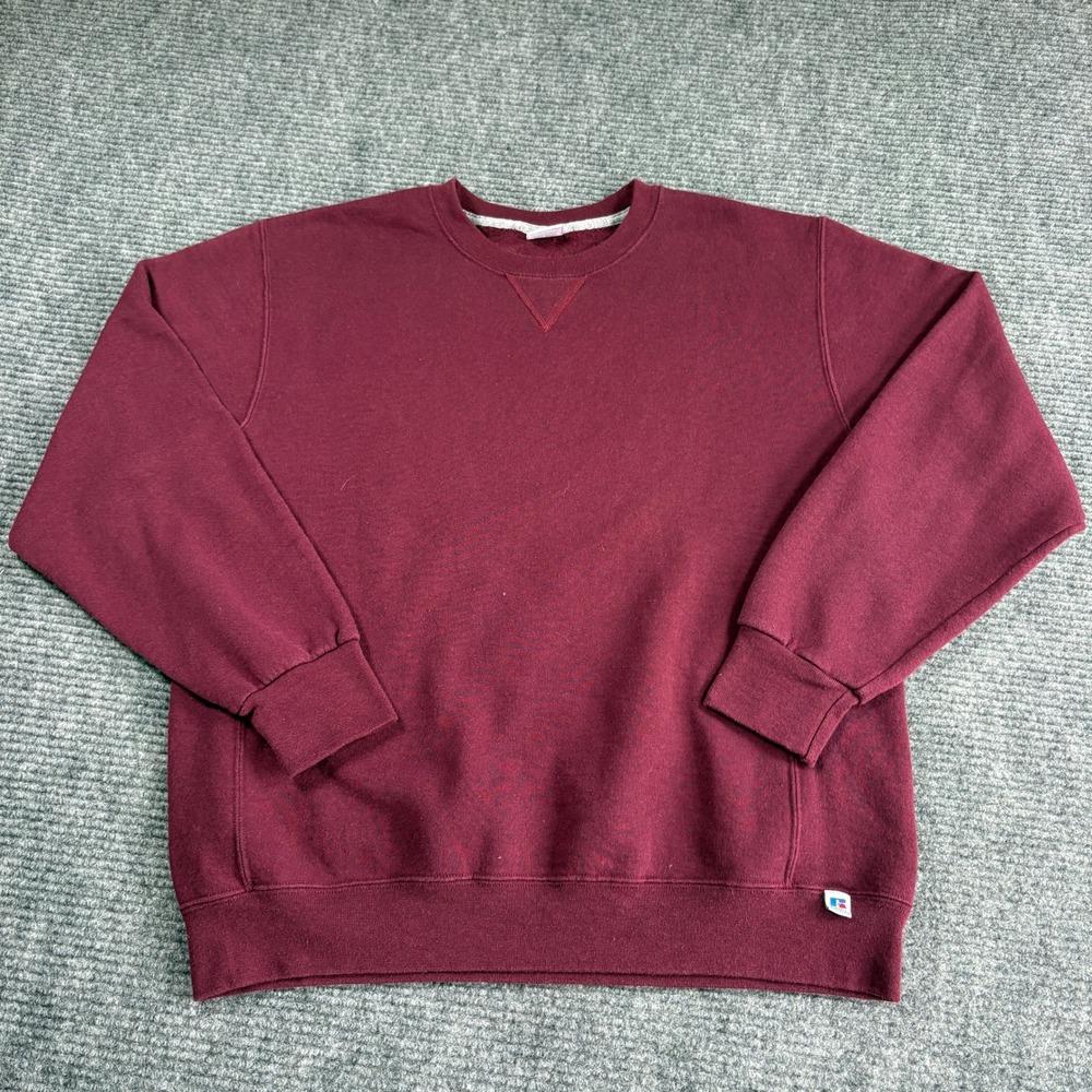 Russell Athletic Mens Large Maroon Crewneck Sweatshirt V-Stitch Vintage 3196